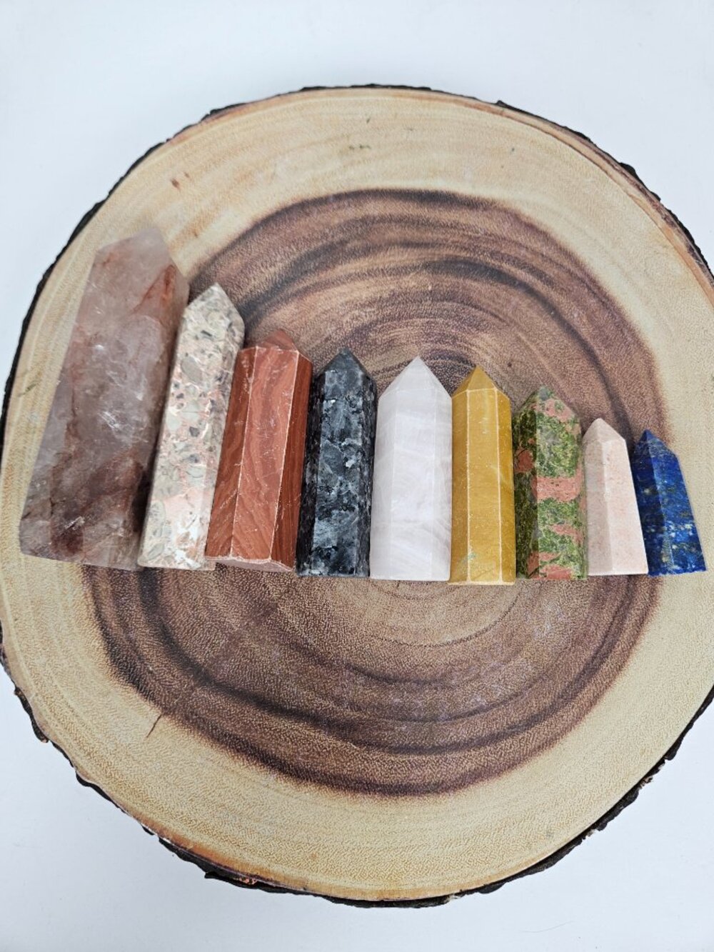 Bundle of 9 Assorted Crystal Stone Obelisk Point Tower Set - Picture 2 of 6